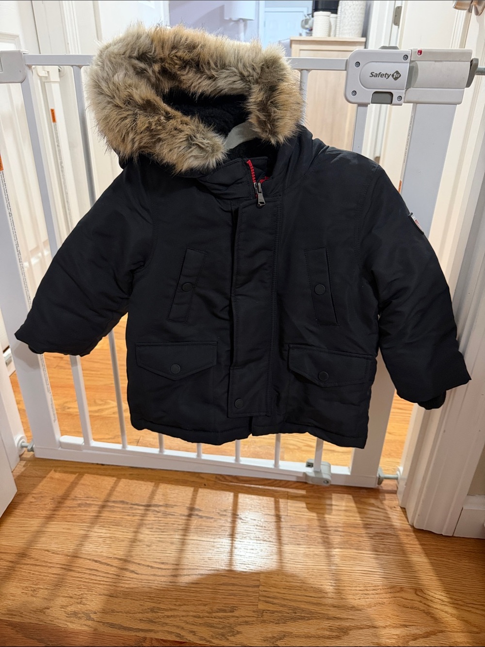 Polo by Ralph Lauren Kids Black Puffer Coat with Faux Fur Hood